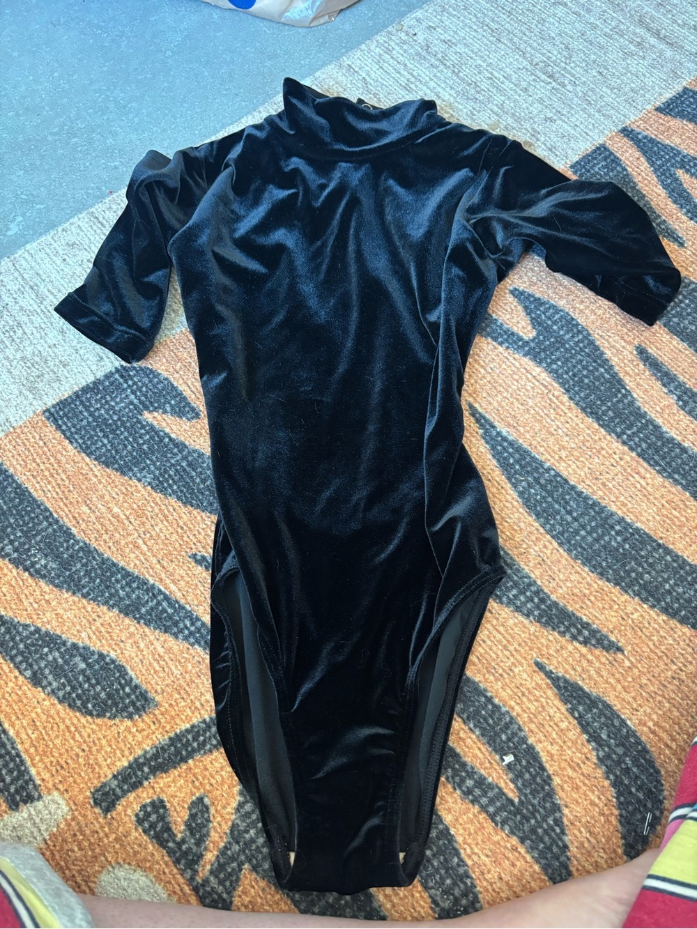 Girls' Black Velvet One-Piece Leotard